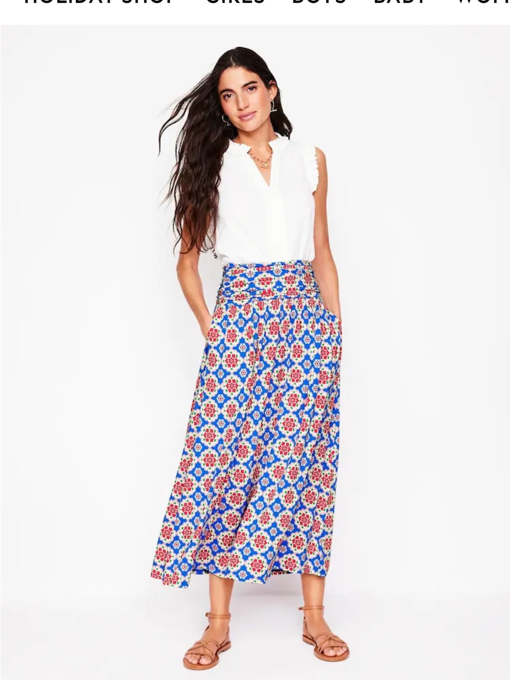 Biden Printed Blue Floral Maxi Skirt - Picture 1 of 7